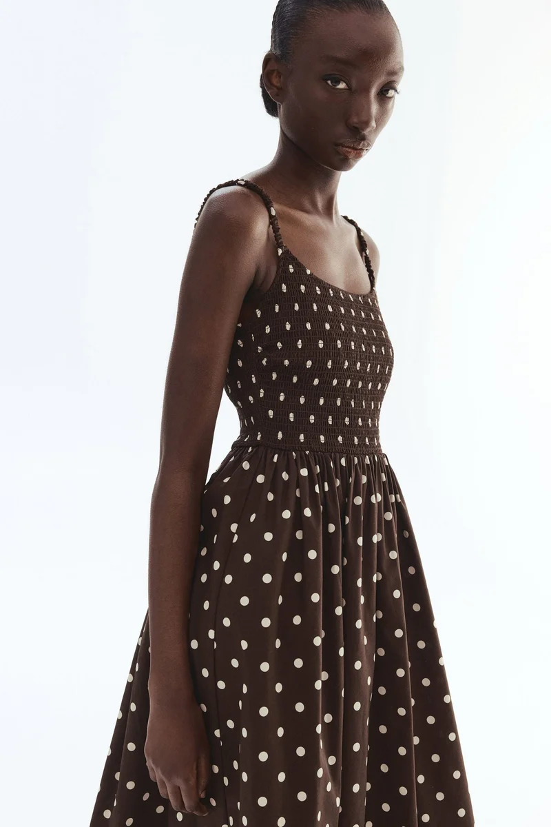 H&M  Smocked cotton poplin dress for Women | Best Price UAE