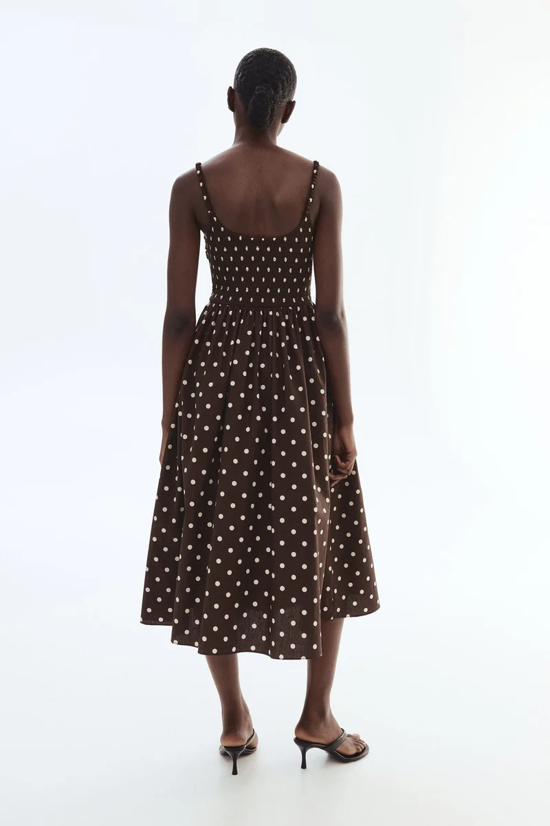 H&M  Smocked cotton poplin dress for Women | Best Price UAE