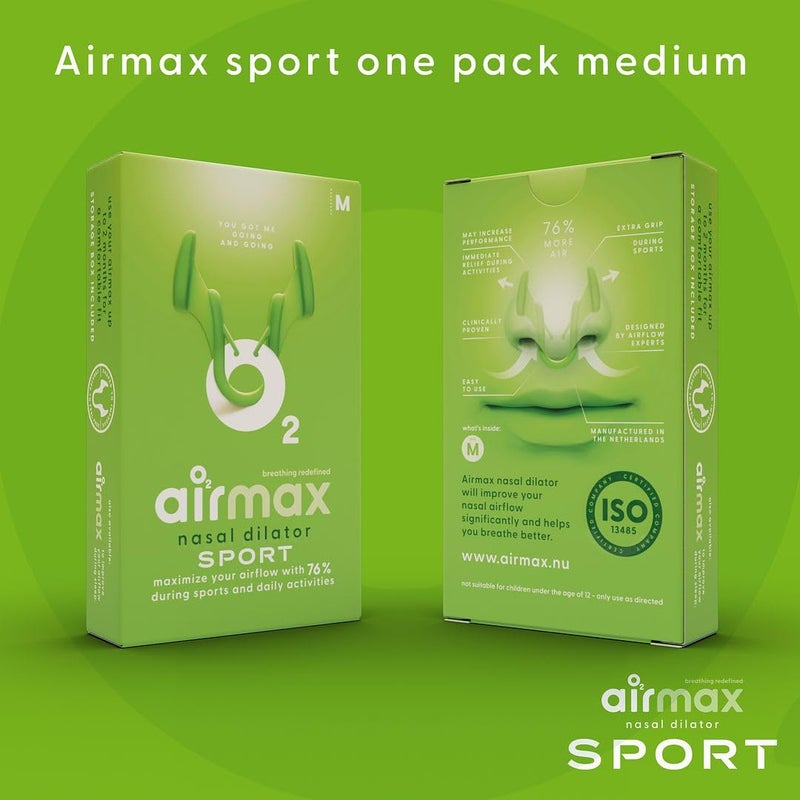 AIR MAX ديلتورات الأنف الرياضية للجنسين من Airmax - عبوة واحدة - مساعدة تنفس سهلة وآمنة ومريحة - تحسن تدفق الهواء - شفافة - متوسطة - Image 2