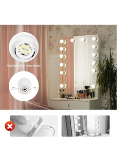 Generic Vanity Lights Kits DIY, Makeup Lights with 10pcs Dimmable Bulbs, 3 Colour Modes with Touch Sensor Dimmer Switch for Dressing Table  - Image 2