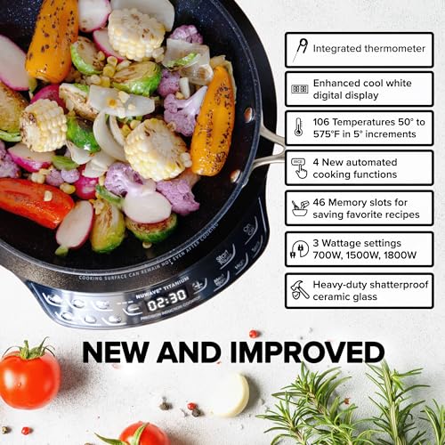 Nuwave Upgraded Induction Cooktop, 3 Wattage Control, Patented Digital Temp Probe, 8”Large Heating Coil, 12”Shatter-Proof Ceramic Glass,106 Temps-Ctrl - Image 2