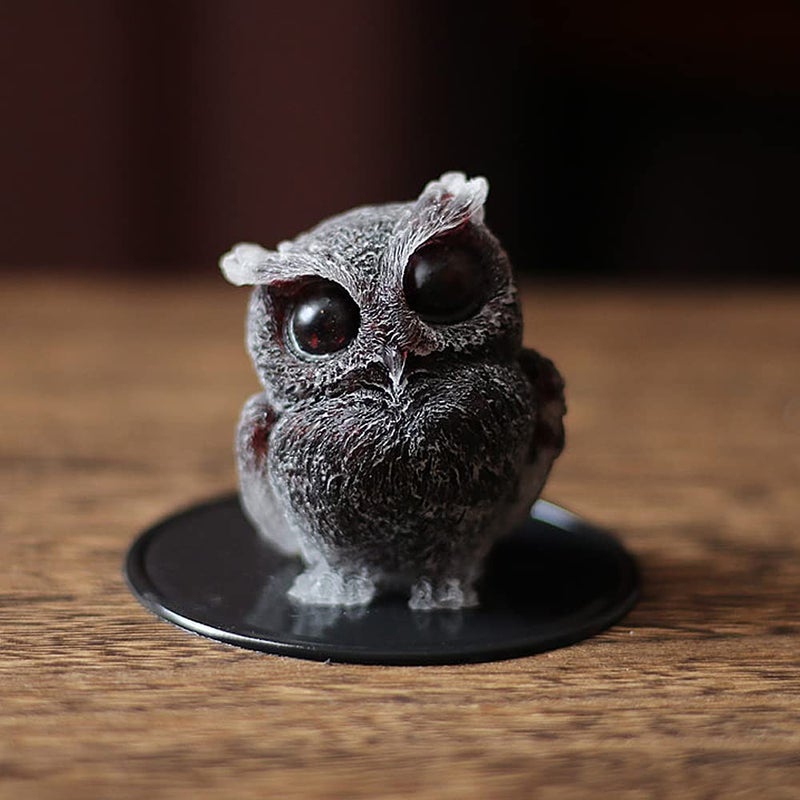 OwMell Owl Statue Tumbled Stone Gemstone Owl Figurine Home Decor Shelf Decor 2.5" - Garnet - Image 1