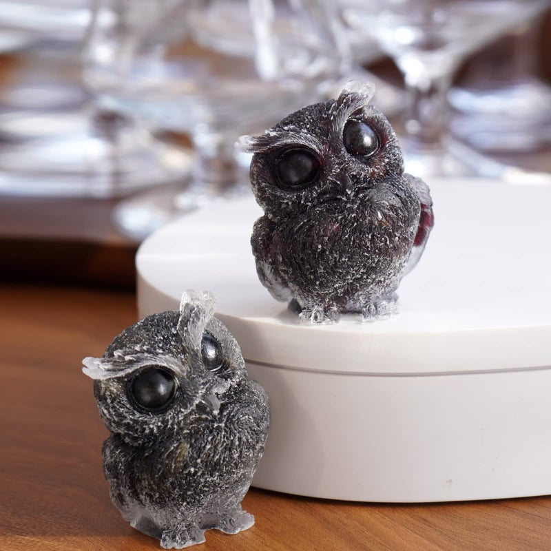 OwMell Owl Statue Tumbled Stone Gemstone Owl Figurine Home Decor Shelf Decor 2.5" - Garnet - Image 3