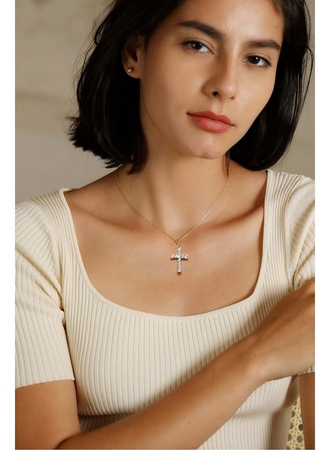 S.Leaf Cross Necklace For Women Gold Diamond Cross Necklaces For Women Sterling Silver Cross Pendant Necklaces For Women Birthday Anniversary - Image 2