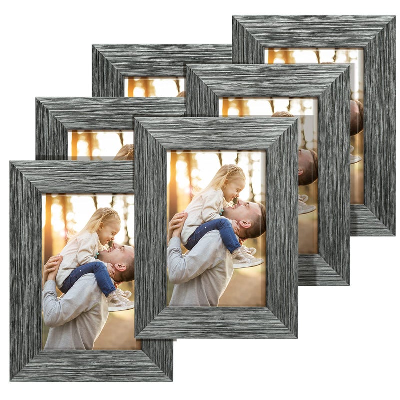 TWING 4X6 Picture Frames Collage Set of 6 Photo Collage Frame for Wall Decor or Table Top Display Gray