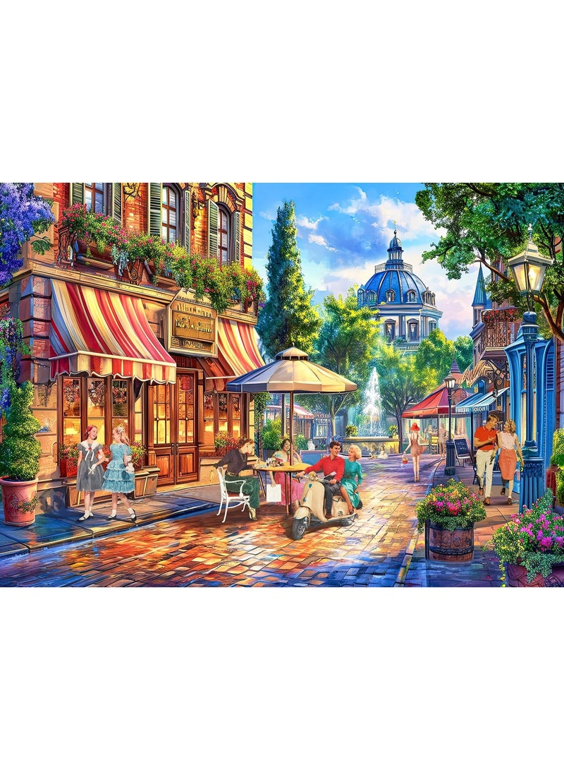 1000 pieces of city street oil painting style puzzle - the fascinating beauty of nature - Image 1
