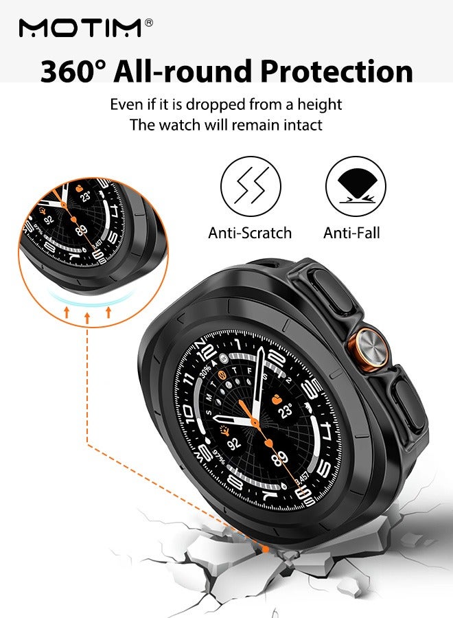 Motim Screen Protector Case for Samsung Galaxy Watch Ultra 47mm, Hard PC Bumper Protective Cover with Tempered Glass Film, High Sensitivity for Galaxy Watch 7 ultra  - Image 3