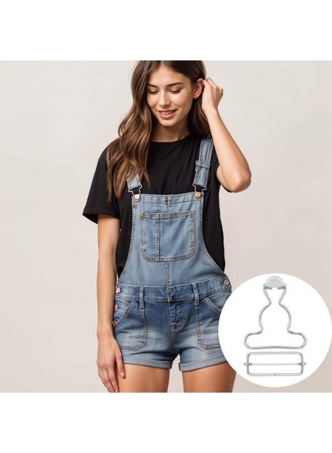 2 Pairs No Sew Metal Suspender Buckle Clips, Adjustable Dungaree Hooks, Replacement Hardware for Jeans and Overall Straps - Image 4
