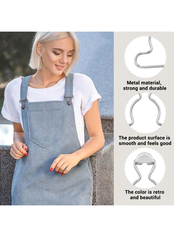 2 Pairs No Sew Metal Suspender Buckle Clips, Adjustable Dungaree Hooks, Replacement Hardware for Jeans and Overall Straps - Image 3