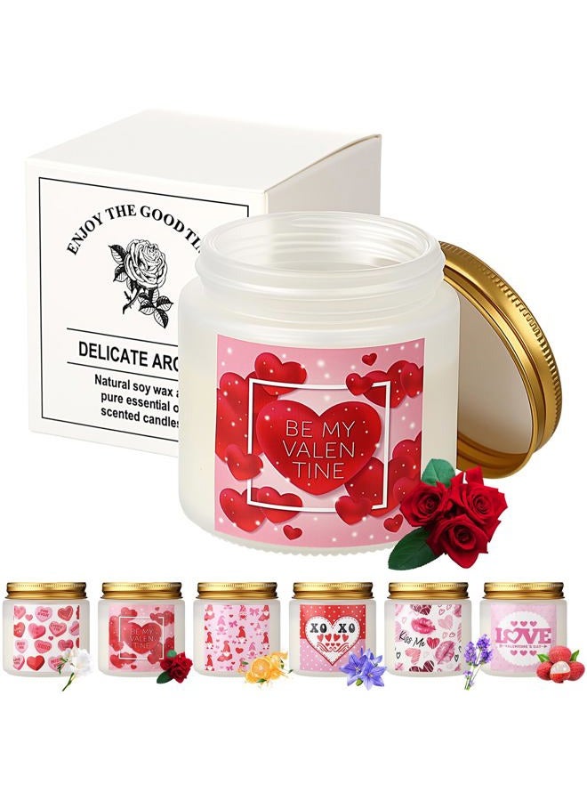 Conelist 6 Packs Valentine's Scented Candle Gift Set for Her Girlfriend Wife 2.8oz Long Lasting Burning Aromatherapy Soy Wax Jar Candle Romantic Anniversary Valentine Decorative Gift for Women Men - Image 1
