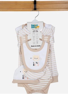 Babies Basic Pack of 7 - Cotton Bodysuit, Top, Pants, Bib, Socks, Mitten and Cap  - Image 4
