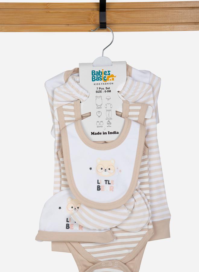 Babies Basic Pack of 7 - Cotton Bodysuit, Top, Pants, Bib, Socks, Mitten and Cap  - Image 4