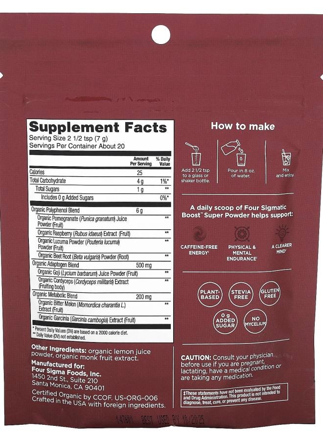 Four Sigmatic Boost Organic Super Powder Caffeine Free Raspberry & Pomegranate 4.94 oz (140 g) - Image 2
