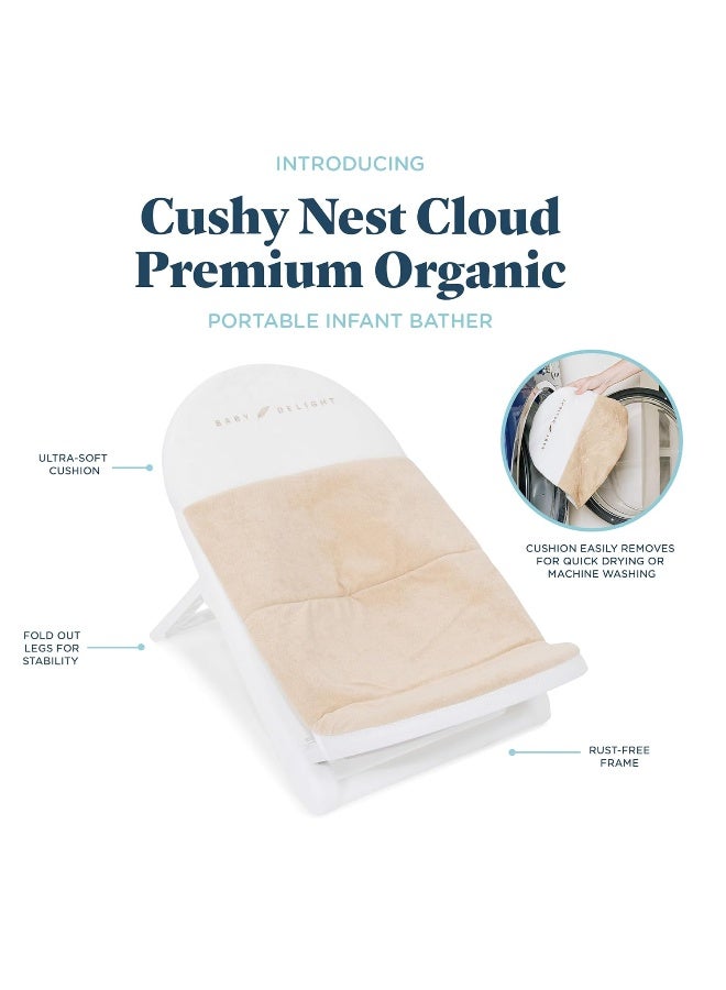 Baby Delight Cushy Nest Cloud Premium Organic Infant Bather | Baby Bath Seat | Comfortable Infant Bath Seat with Support | for Sinks and Tubs | Organic Oat - Image 3