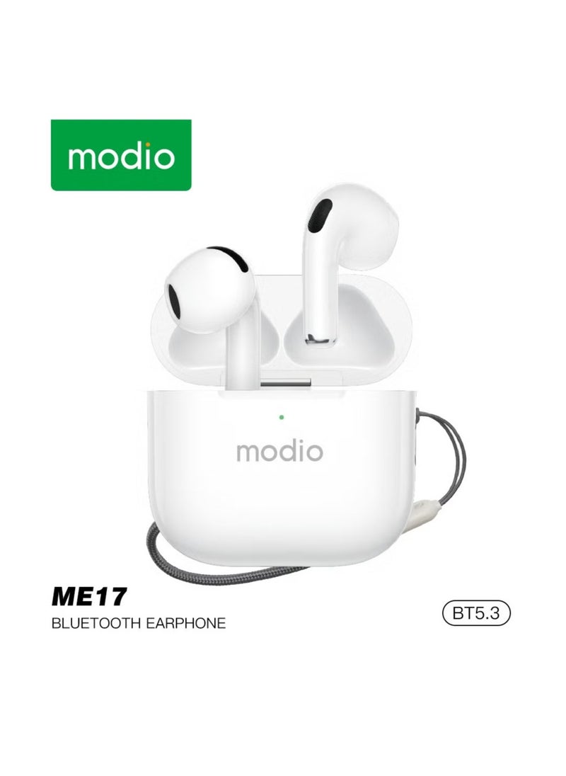 modio Modio ME17 Wireless Bluetooth Earbuds – Premium Sound, Long Battery Life, and Seamless Connectivity for Android & iPhone (White)  - Image 3