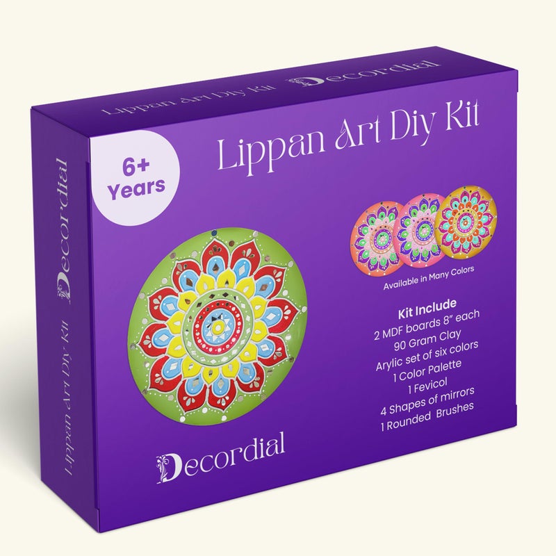 Decordial lippan DIY Art kit Adults Materials Kit with Round MDF DIY Kit Art kit for Adult madhubani lippan Art Board Wall Decor Mandala Art kit Adults - Image 1