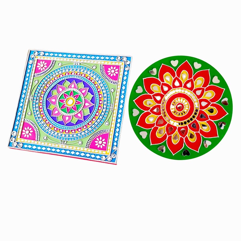 Decordial lippan DIY Art kit Adults Materials Kit with Round MDF DIY Kit Art kit for Adult madhubani lippan Art Board Wall Decor Mandala Art kit Adults - Image 3