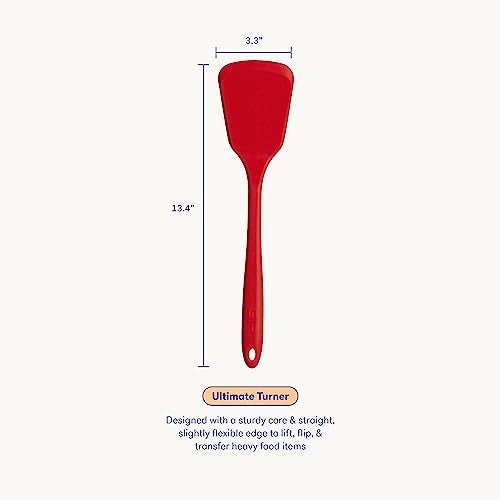 Get It Right GIR: Get It Right Silicone Spatula Turner - 13-Inch Red - Nonstick Heat-Resistant Silicone Cooking Spatula - Pancake Flipper & BBQ Utensil - Flexible Tip & Sturdy Core - Image 3