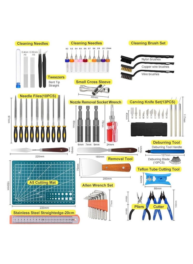 Generic - 82 PCS 3D Printer Tools Kit - Complete Accessories Set with Nozzle Cleaning Tools, Multi-Function Screwdriver, Deburring & Removal Tools, Cutters, Hobby Knife, Wrench Set, and More. - Image 1