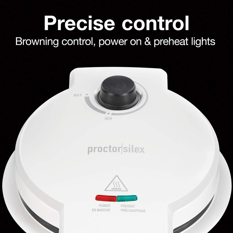 Proctor Silex Waffle Cone and Ice Cream Bowl Maker with Browning Control, Shaper Roller and Cup Press, 7.5” Nonstick Plates, White (26410) - Image 4