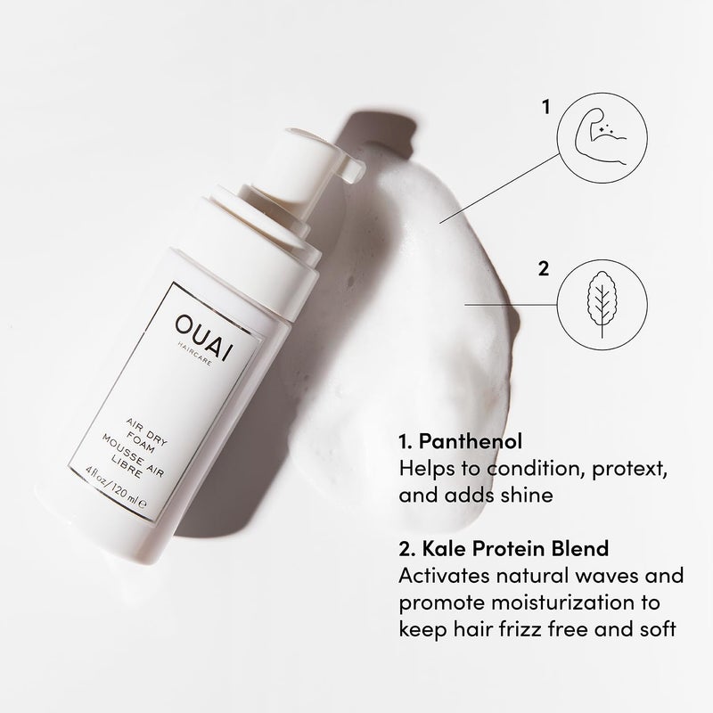 OUAI Air Dry Foam - Hair Mousse for Curly Hair & Beach Waves - Conditioning & Detangling With Kale and Carrot Extract - Paraben, Phthalate and Sulfate Free (4 Oz) - Image 3