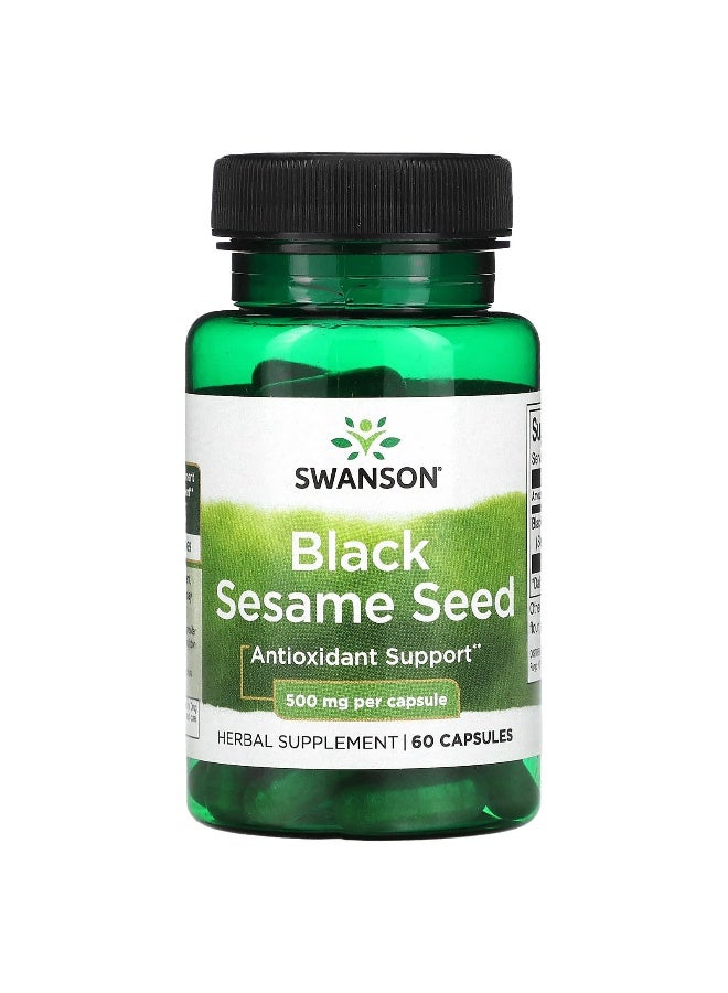 SWANSON سوانسون، بذور السمسم الأسود، 500 ملغ، 60 كبسولة - Image 1