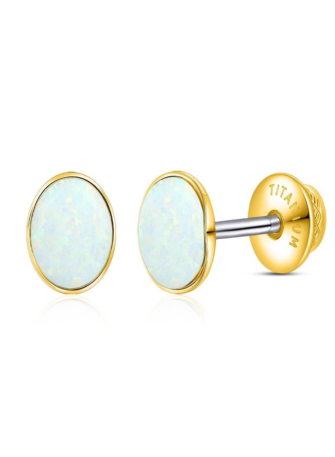 Limerencia Titanium Earrings, White/Blue/Black Opal Stud Earrings, F136 Implant Grade|Suitable for Sensitive Ears of Both Men and Women - Image 1