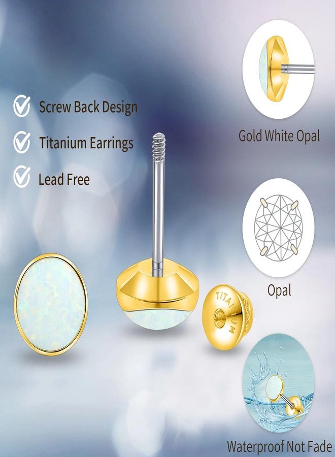Limerencia Titanium Earrings, White/Blue/Black Opal Stud Earrings, F136 Implant Grade|Suitable for Sensitive Ears of Both Men and Women - Image 2