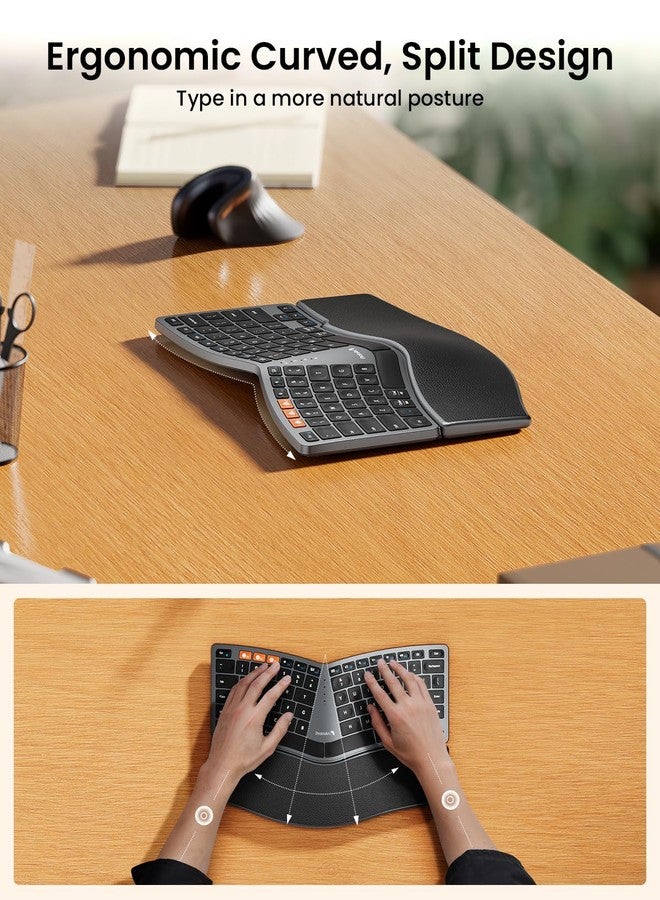 ProtoArc Compact Ergonomic Keyboard - Space Gray - Image 4