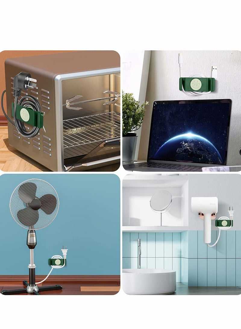 Y&D Cord Holder Cable Clips, Organizer for Kitchen Appliances, 4PCS Self-Adhesive Rotatable Wrap Organizers, USB, Computer Cables Power Cords Management Home, Office Tidy (Green) - Image 2