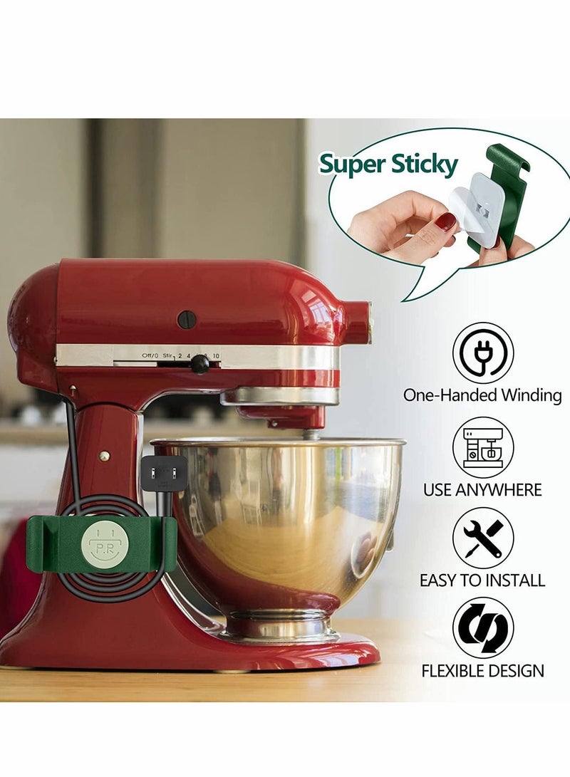 Y&D Cord Holder Cable Clips, Organizer for Kitchen Appliances, 4PCS Self-Adhesive Rotatable Wrap Organizers, USB, Computer Cables Power Cords Management Home, Office Tidy (Green) - Image 3