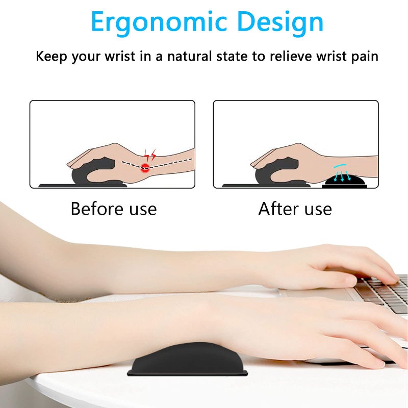 Dapesuom Mouse Wrist Rest, Ergonomic Memory Foam Mouse Wrist for Computer Desk Mats Support, PU Leather Hand Rest Pad Cushion for Gaming, Laptop, Men, Women, Pain Relief & Easy Typing, Black - Image 2
