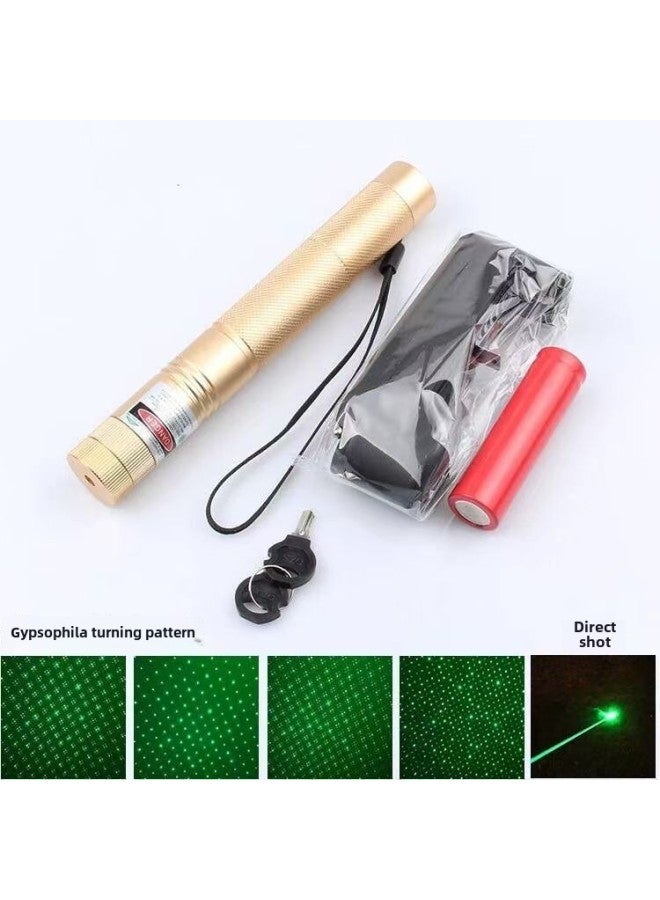 303 Green Gestapia Laser Flashlight Red Green Purple Laser Remote Sales Command Pen Outdoor Laser Flashlight-Color:303 Golden Green Light (one Battery, One Charge) Bubble Bag  - Image 1