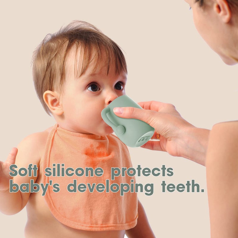 Cuddle Campus 100% Silicone Baby Training Cup, Shatterproof Toddler Sippy Cups with Straw, Open Cup for Baby, 6+ Months 4 Oz - Image 3