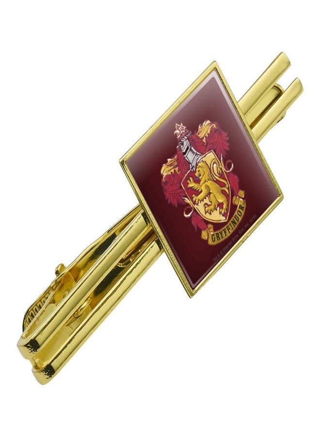 GRAPHICS & MORE Harry Potter Gryffindor Painted Crest Square Tie Bar Clip Clasp Tack Gold Color - Image 1