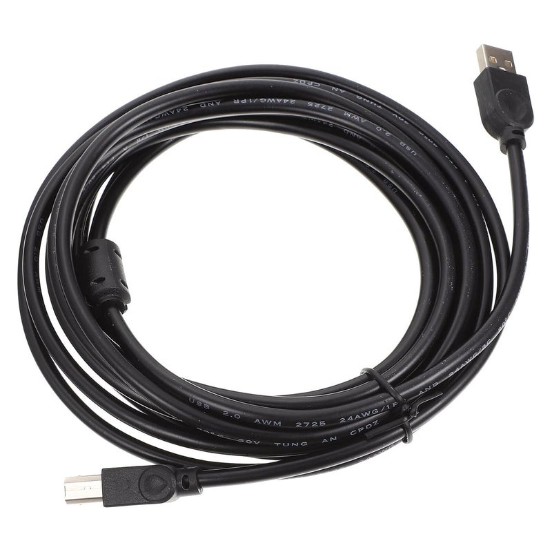 كابل طابعة USB عالمي من Healeved مع نواة نحاسية بطول 5 أمتار، كابل USB عالي السرعة باللون الأسود لآلة الفاكس وملحقات الطباعة المنزلية - Image 1