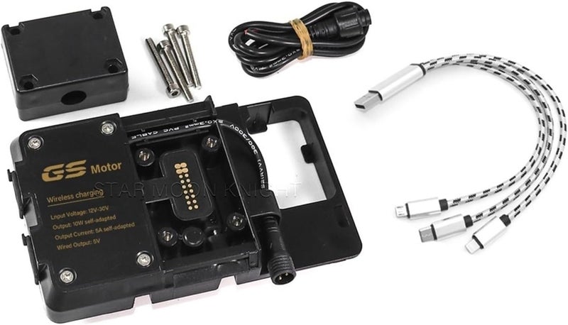 QASULER Motorcycle GPS Phone Holder with Wireless Charging - Image 1