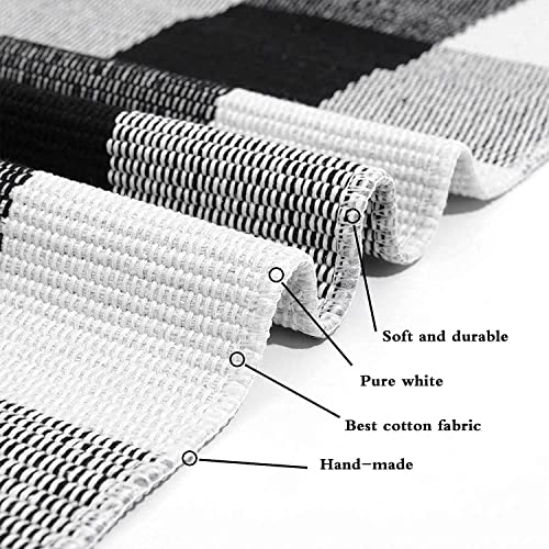 SEEKSEE Cotton Buffalo Plaid Rug 27.5"x43" Black and White Checked Rug Washable Doormats Indoor Outdoor Rugs for Layered Front Door Mats, Porch, Kitchen, Farmhouse, Entryway - Image 4