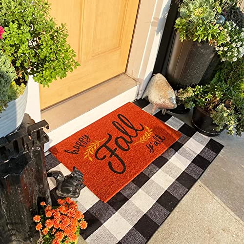 SEEKSEE Cotton Buffalo Plaid Rug 27.5"x43" Black and White Checked Rug Washable Doormats Indoor Outdoor Rugs for Layered Front Door Mats, Porch, Kitchen, Farmhouse, Entryway - Image 3