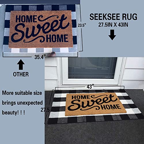 SEEKSEE Cotton Buffalo Plaid Rug 27.5"x43" Black and White Checked Rug Washable Doormats Indoor Outdoor Rugs for Layered Front Door Mats, Porch, Kitchen, Farmhouse, Entryway - Image 5