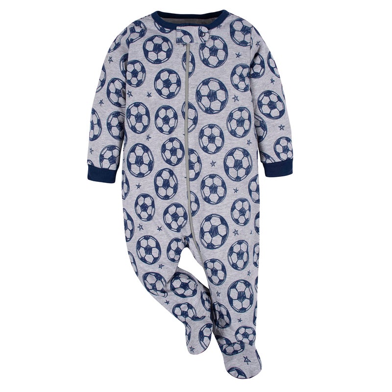 Gerber Baby Boys 4 Pack 'N Play Footie And Toddler Sleepers, Sports Blue, 6-9 Months US - Image 2