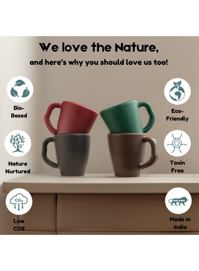 FRENVI Earth-Friendly Classic Coffee Mini Mug Set of 4 |150 ml|Made with Rice Husk & Bamboo Fibers|Microwave Safe|Hot & Cold Coffee Cup, Milk & Tea Cup |Matte Finish mugs for coffee| Turkish Pink - Image 3