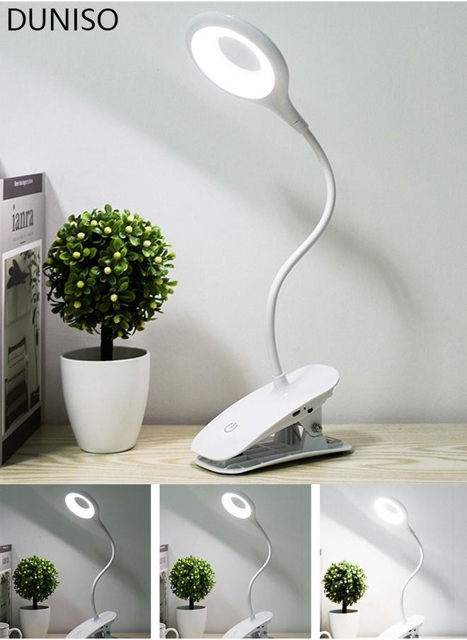 DUNISO - LED Reading Light with Clip USB Rechargeable Book Lights Eye Protection 20 LEDs Flexible Neck Night Bed Lamp Touch Control with 3 Brightness Level Portable Clamp Desk Lamps for Bed Headboard Computers - Image 1
