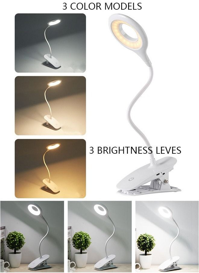 DUNISO - LED Reading Light with Clip USB Rechargeable Book Lights Eye Protection 20 LEDs Flexible Neck Night Bed Lamp Touch Control with 3 Brightness Level Portable Clamp Desk Lamps for Bed Headboard Computers - Image 1