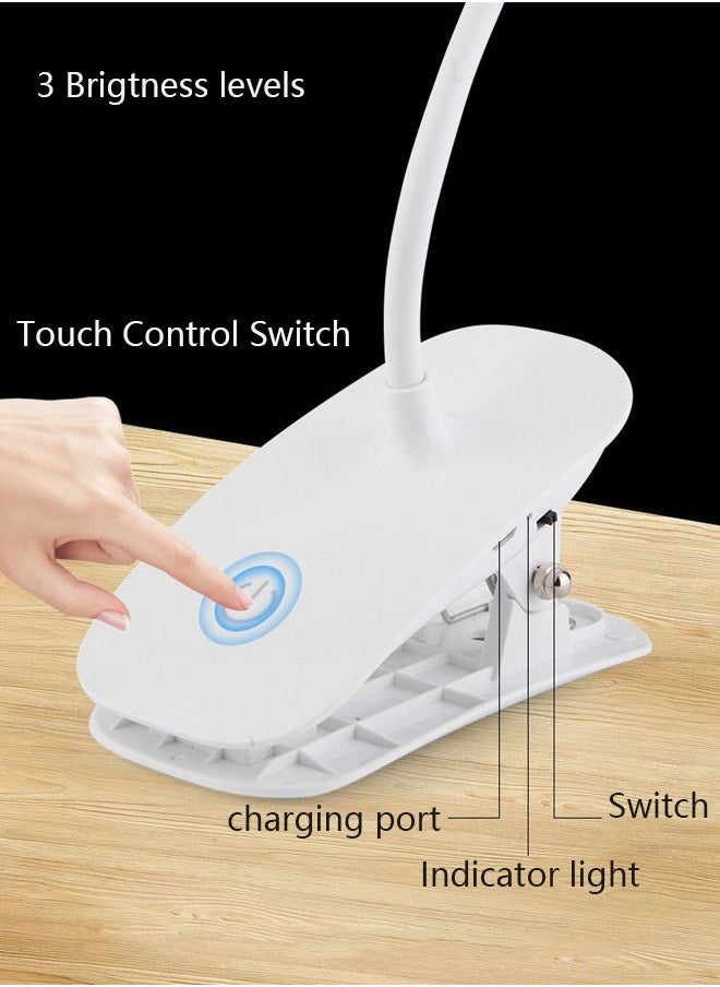 DUNISO - LED Reading Light with Clip USB Rechargeable Book Lights Eye Protection 20 LEDs Flexible Neck Night Bed Lamp Touch Control with 3 Brightness Level Portable Clamp Desk Lamps for Bed Headboard Computers - Image 1