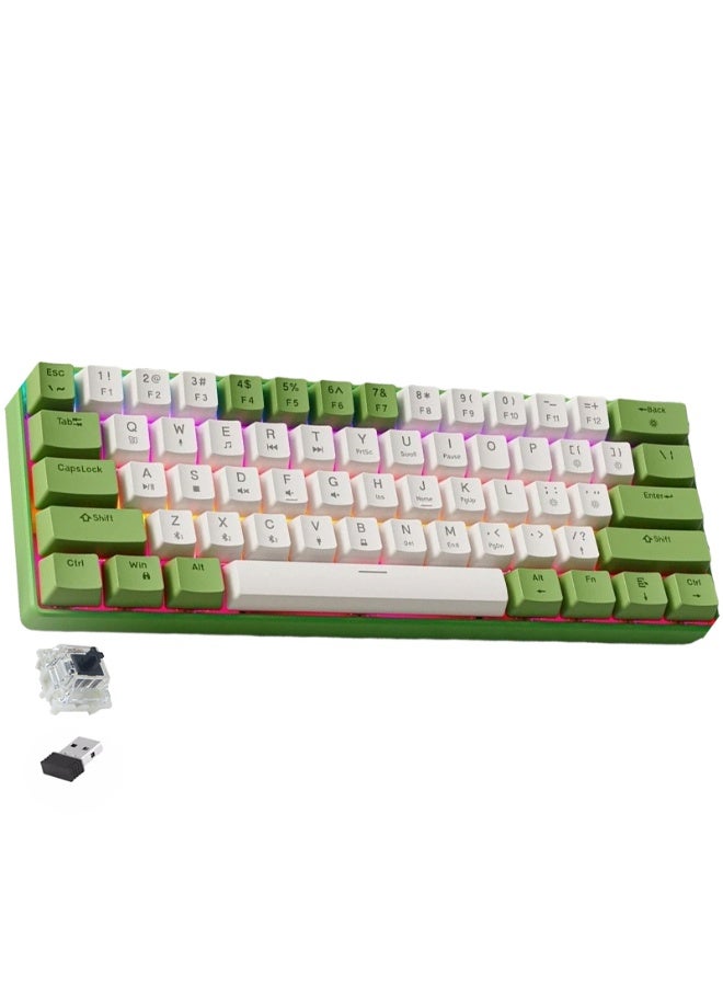 Eweadn لوحة مفاتيح G61 للألعاب، لاسلكية، بلوتوث، وسلكية - إضاءة LED بألوان قوس قزح - خاصية منع التداخل، منفذ USB-C قابل للفصل، أغطية مفاتيح مزدوجة الطبقة، 61 مفتاحًا، تصميم فائق الصغر - Image 1