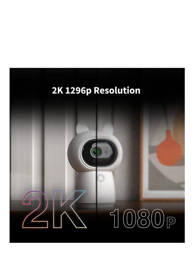 Aqara - Aqara 2K Security Indoor Camera Hub G3, AI Facial and Gesture Recognition, Infrared Remote Control, 360° Viewing Angle via Pan and Tilt-White - Image 1