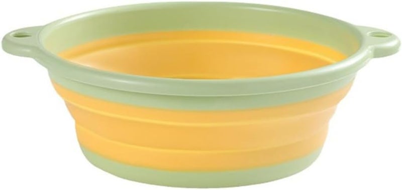 Mockery Foldable Basin - Foldable Dish Tub Portable Sink, Foldable Basin Portable Basin, Hanging Folding Laundry Basin, Basin Camping Dish Tub, Portable Basin (Small-Size, Pista + Yellow) - Image 1