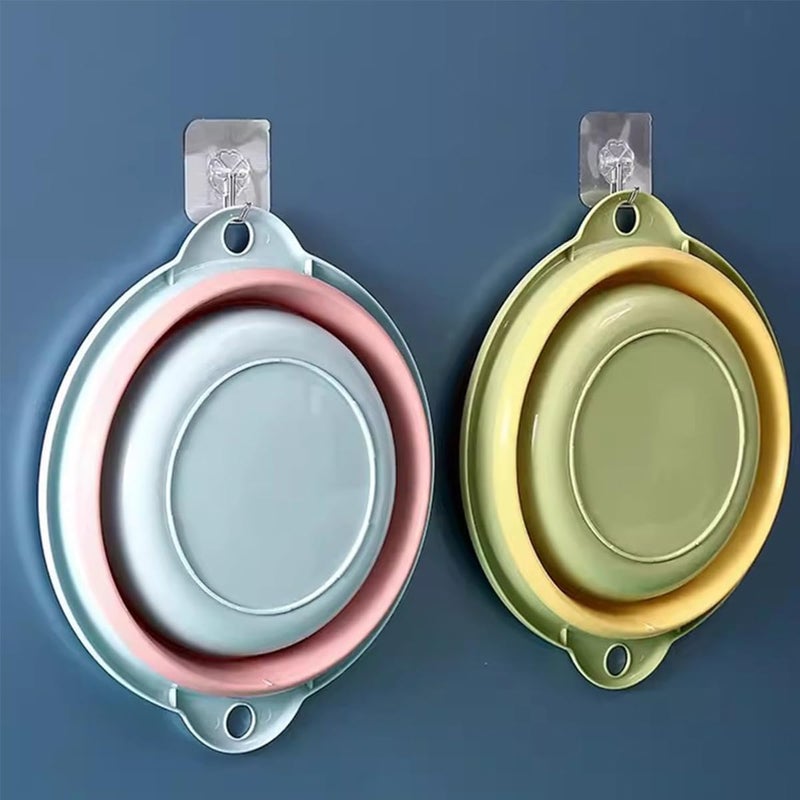 Mockery Foldable Basin - Foldable Dish Tub Portable Sink, Foldable Basin Portable Basin, Hanging Folding Laundry Basin, Basin Camping Dish Tub, Portable Basin (Small-Size, Pista + Yellow) - Image 4