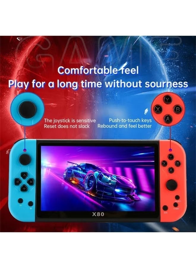 SMARTX X80 Retro Handheld Game Console 7 Inch HD Screen 10000+ Built-in Classic Games 10 Emulator Support Expandable Storage up to 16GB TF Card Portable Gaming Device for Kids and Adults - Image 2